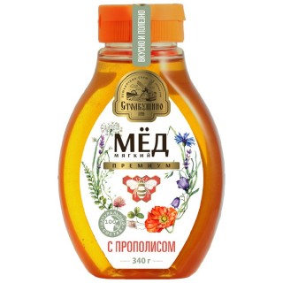 Мед мягкий натуральный с прополисом 340 г.